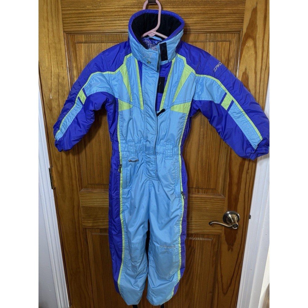 Spyder Kids Sz 5 Snowsuit One‎ Piece Grow Small To Tall Snow Bib Snowboard Blue
